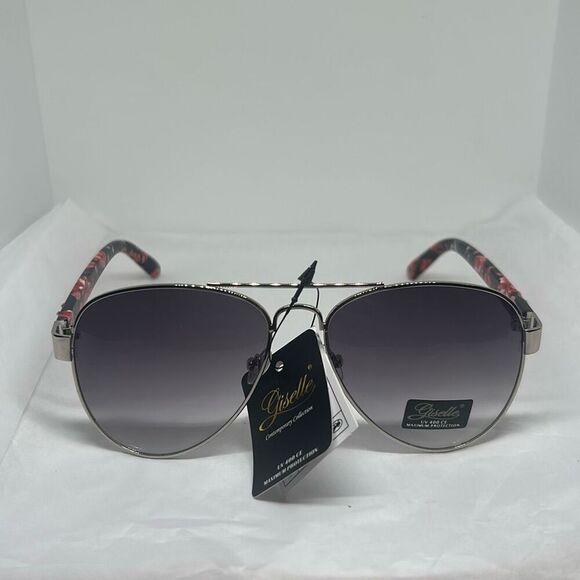 Giselle Contemporary Collection Aviator Sunglasses – UV400 Protection, Floral Ar - Picture 3 of 3